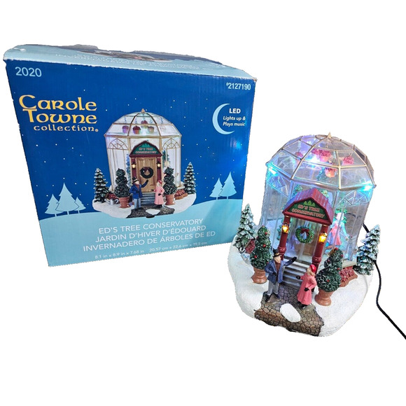 Carole Towne Collection Ed's Tree Conservatory Plays Music Lights Up In Box - Picture 1 of 3